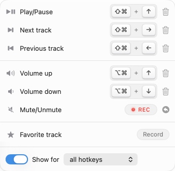Image of a section of Sleeve's Settings interface